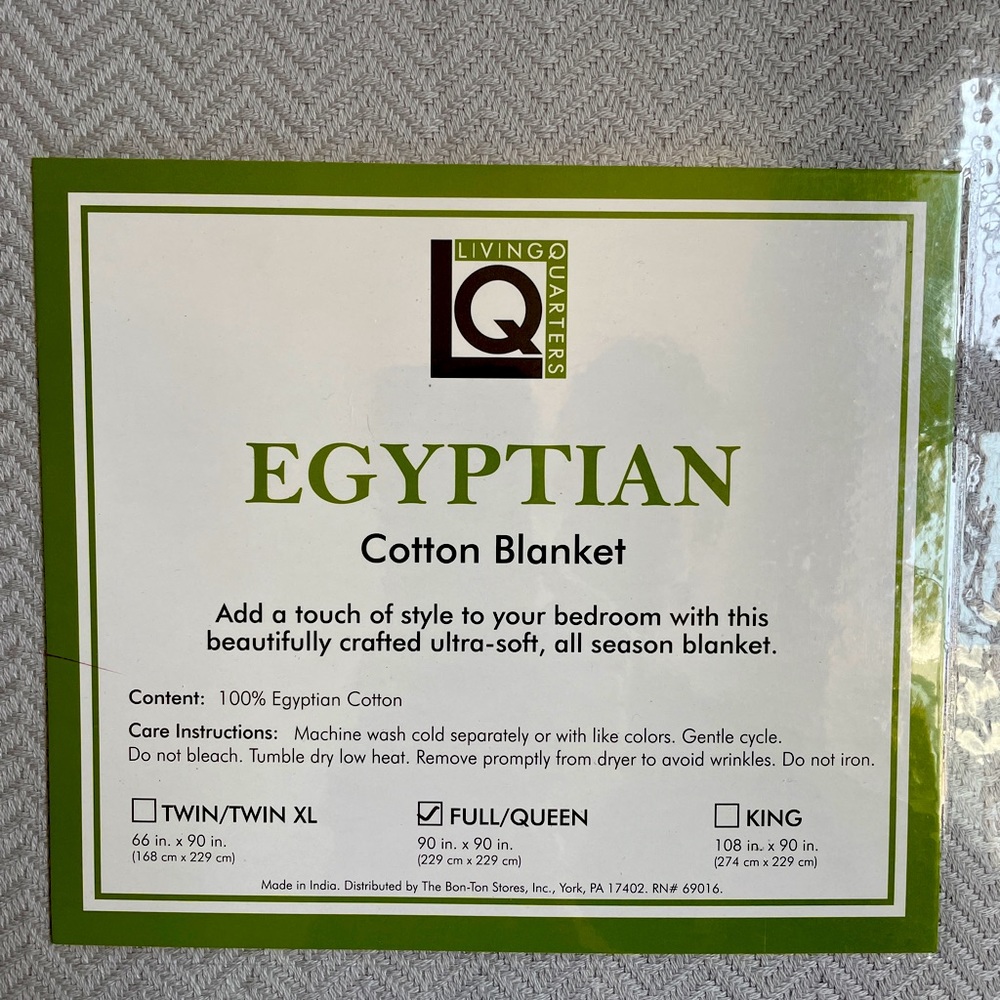 Queen/Full Egyptian Cotton Blanket—NEW in Package